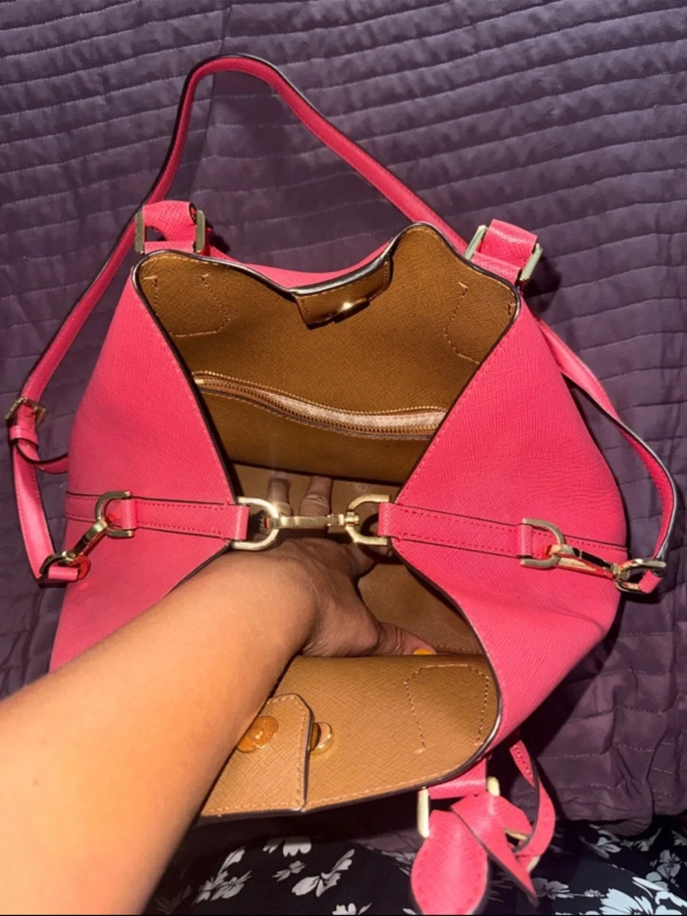 Michael Kors Hot Pink Saffiano Leather Shoulder Satchel